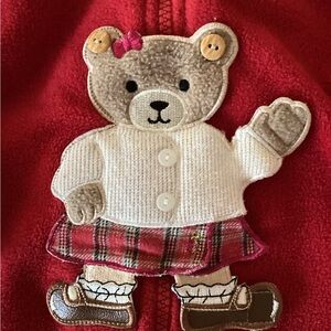 Teddy Bear Red Fleece Hooded Jacket Emporio Kids Size 3T
